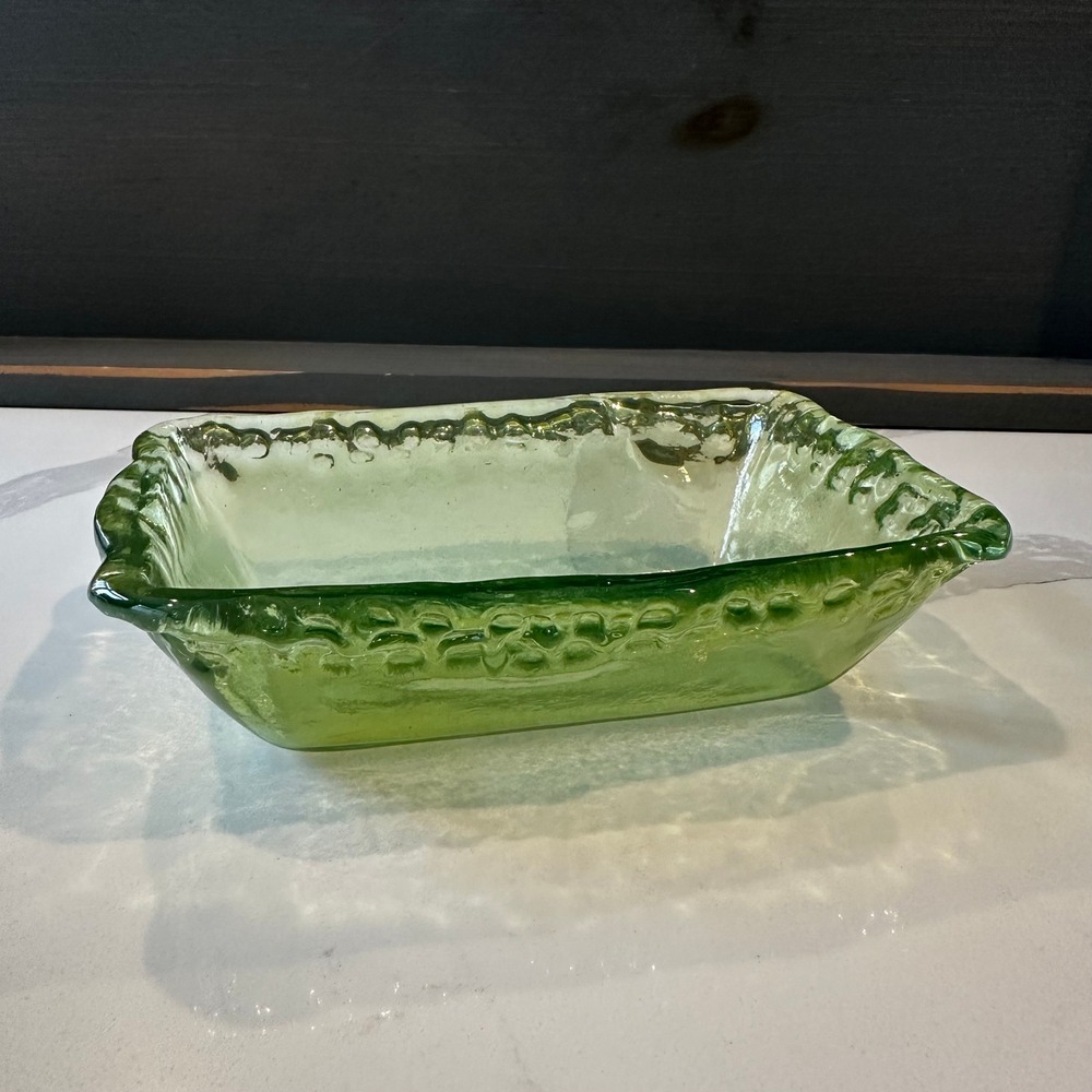 Vitrocolor Artisan Lime Green Slumped Recycled Glassware Spain Decorative Bowl
